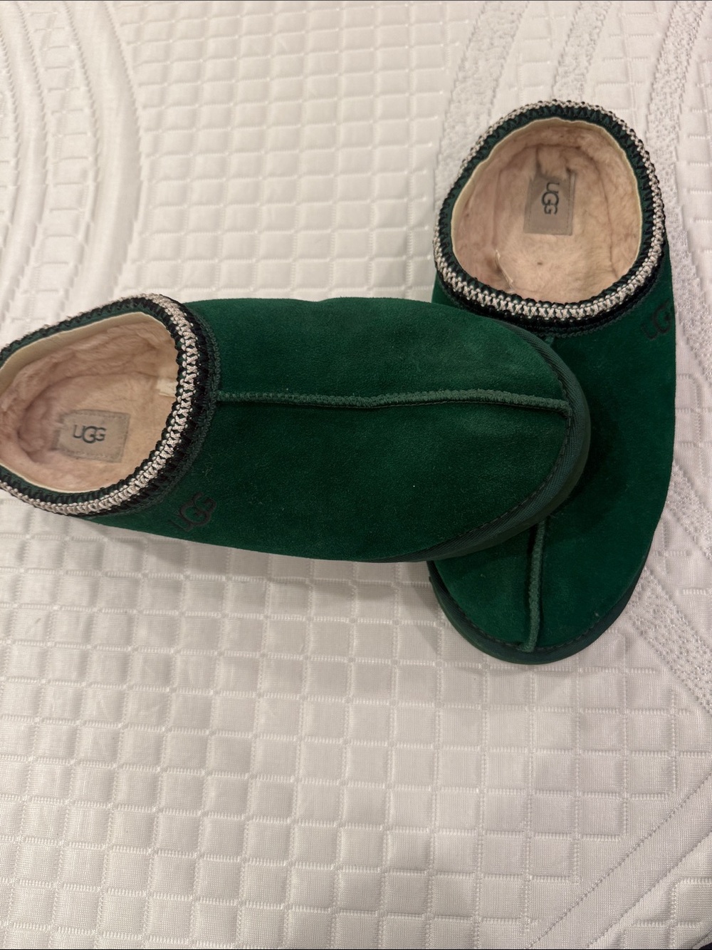 UGG men’s  Dark Green Suede Shearling Slip-On Slippers